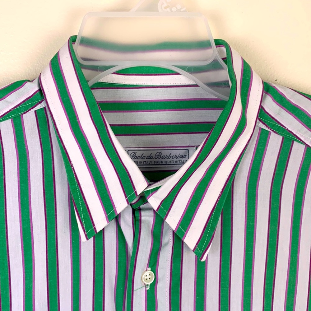 Vintage Striped Short Sleeve Shirt By Paolo da Barberino Men's Large